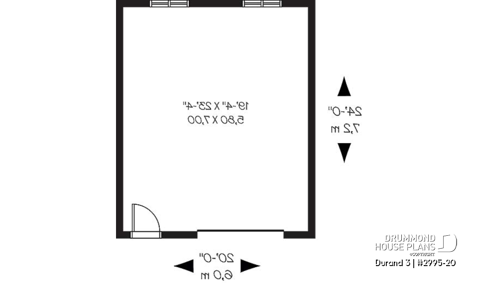 1st level - Simple one-car garage, country style 20' x 24' - Durand 3