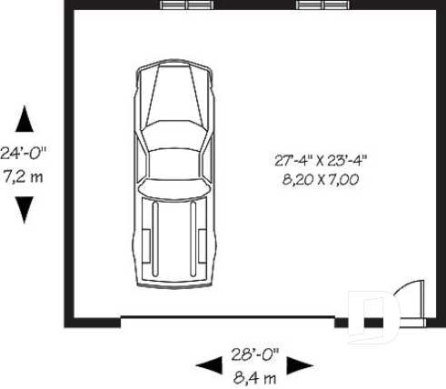 1st level - Country style 2-car garage - Durand