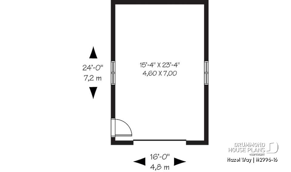 1st level - One-car garage plan, traditional style - Hazel Way