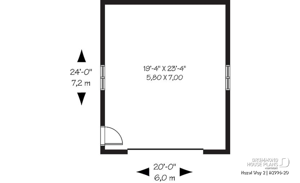 1st level - Single car garage plan, exit door on the side - Hazel Way 2