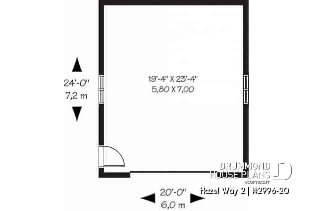 1st level - Single car garage plan, exit door on the side - Hazel Way 2