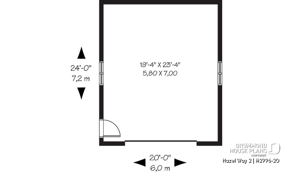 1st level - Single car garage plan, exit door on the side - Hazel Way 2