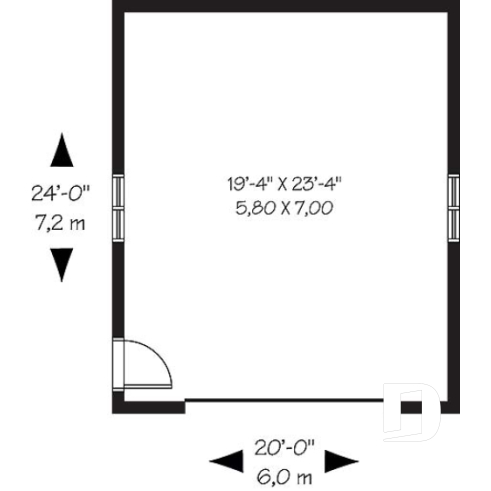 1st level - Single car garage plan, exit door on the side - Hazel Way 2