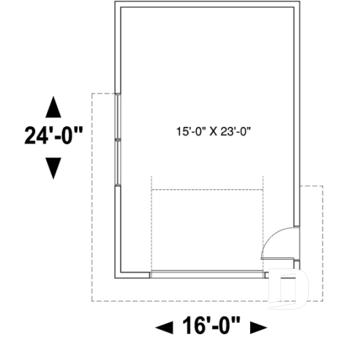 1st level - One-car garage plan, perfect match for modern, contemporary or rustic style home design, 9' ceiling - Chandler