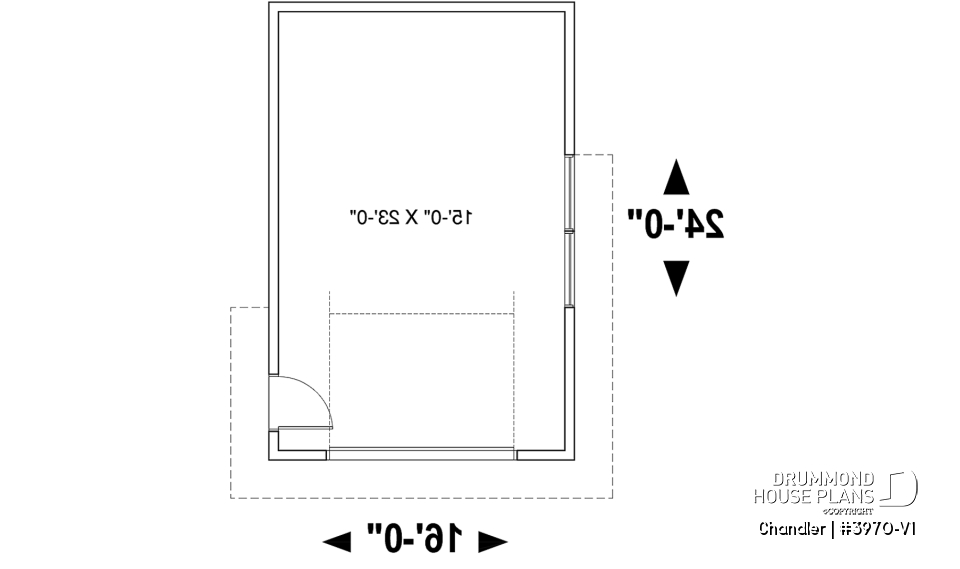 1st level - One-car garage plan, perfect match for modern, contemporary or rustic style home design, 9' ceiling - Chandler