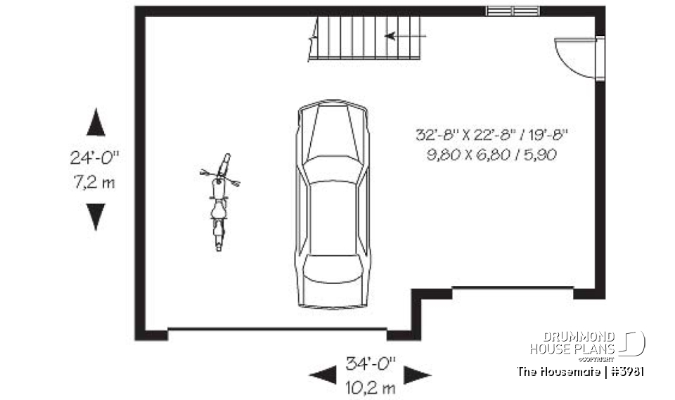 1st level - 3-car garage plan, with storage room in second floor - The Housemate