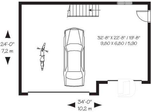 1st level - 3-car garage plan, with storage room in second floor - The Housemate