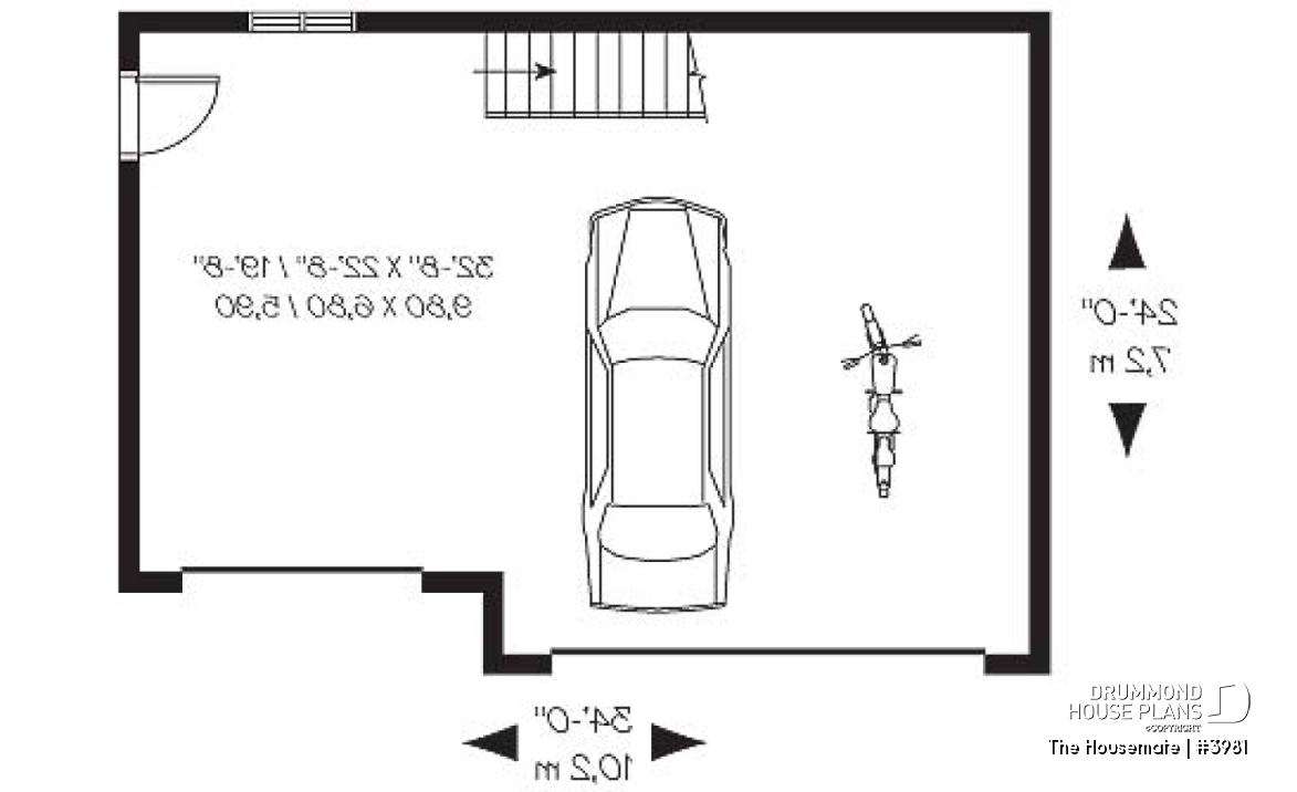 1st level - 3-car garage plan, with storage room in second floor - The Housemate