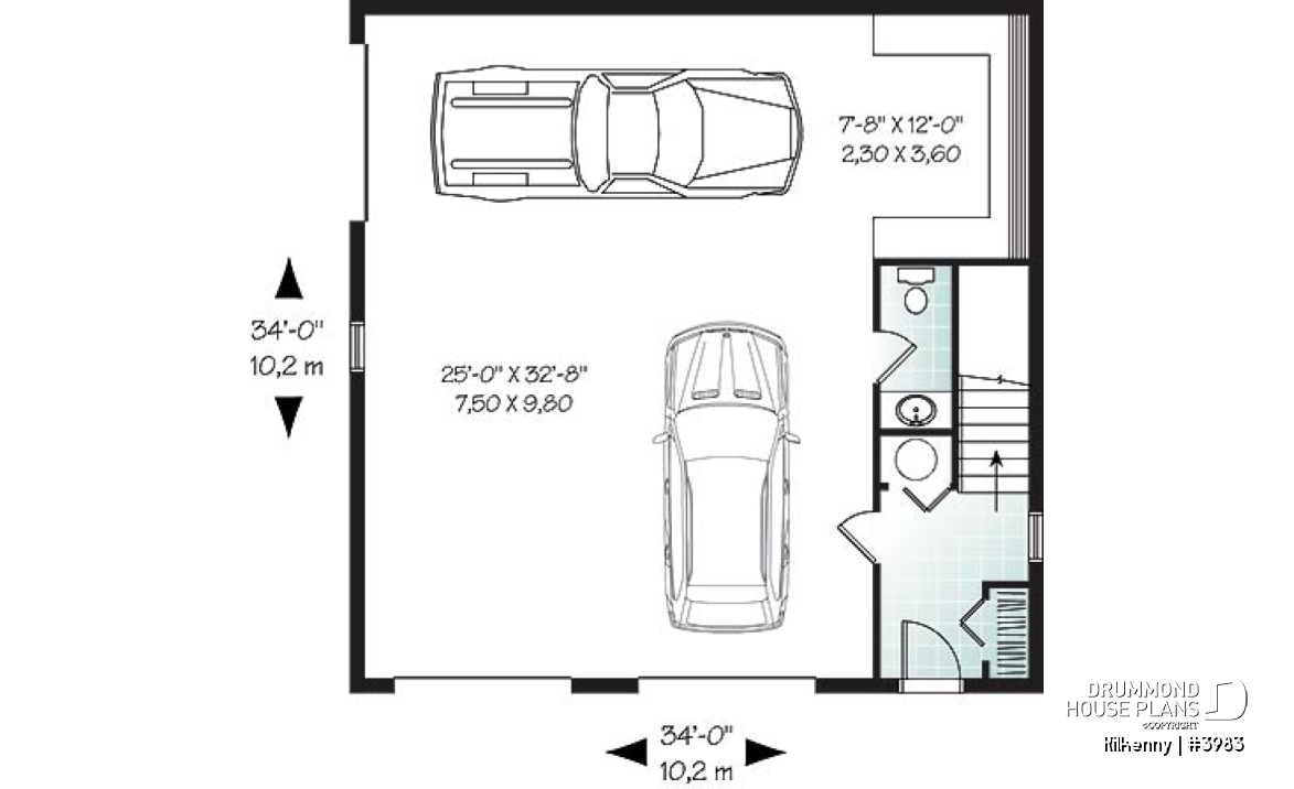 1st level - Large 3-car garage with workshop, half bath and unfinished bonus room on second floor - Kilkenny