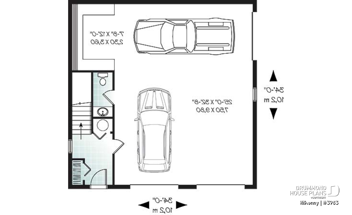 1st level - Large 3-car garage with workshop, half bath and unfinished bonus room on second floor - Kilkenny