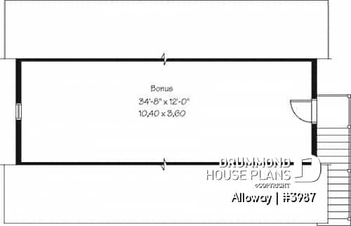 2nd level - 3-car garage plan with bonus room to be finished on second floor - Alloway