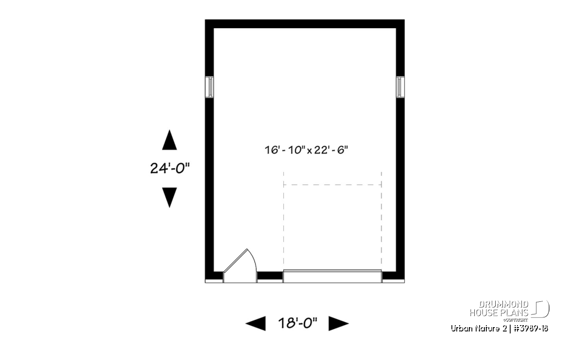 1st level - Contemporary one-car garage with storage area, variable ceiling height - Urban Nature 2