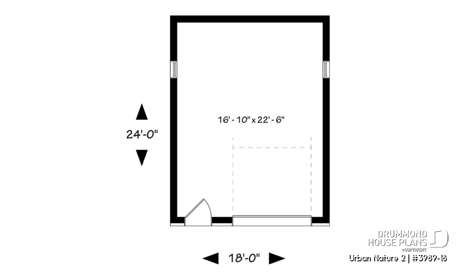 1st level - Contemporary one-car garage with storage area, variable ceiling height - Urban Nature 2