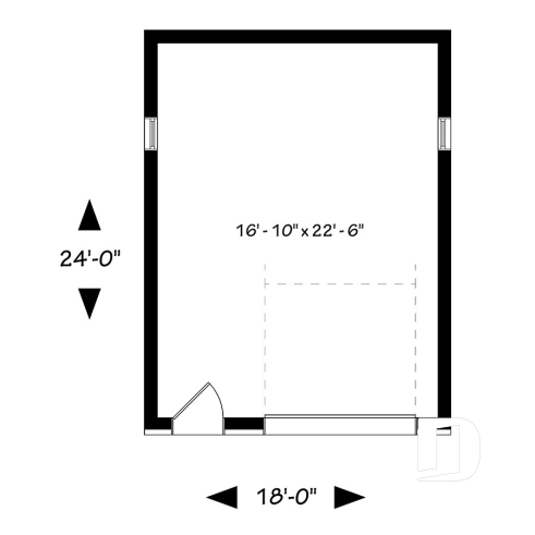 1st level - Contemporary one-car garage with storage area, variable ceiling height - Urban Nature 2