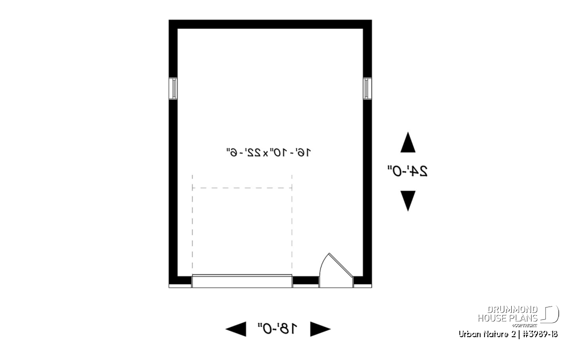 1st level - Contemporary one-car garage with storage area, variable ceiling height - Urban Nature 2