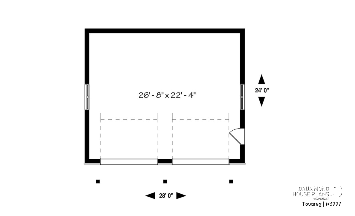 1st level - Two-car garage design, modern rustic style, 12' ceiling high. - Touareg