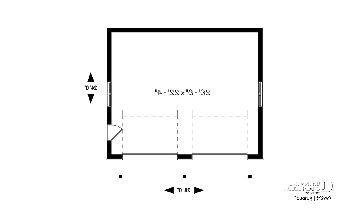 1st level - Two-car garage design, modern rustic style, 12' ceiling high. - Touareg