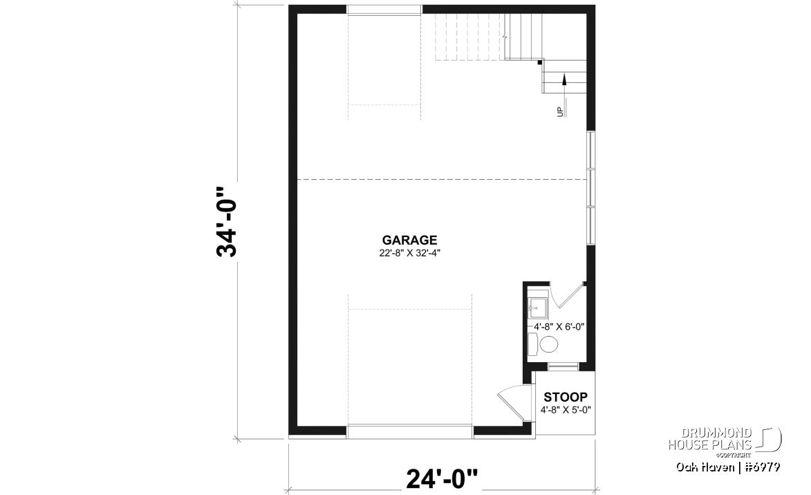 1st level - Modern Farmhouse two-car garage design with bonus loft and half bath.  - Oak Haven