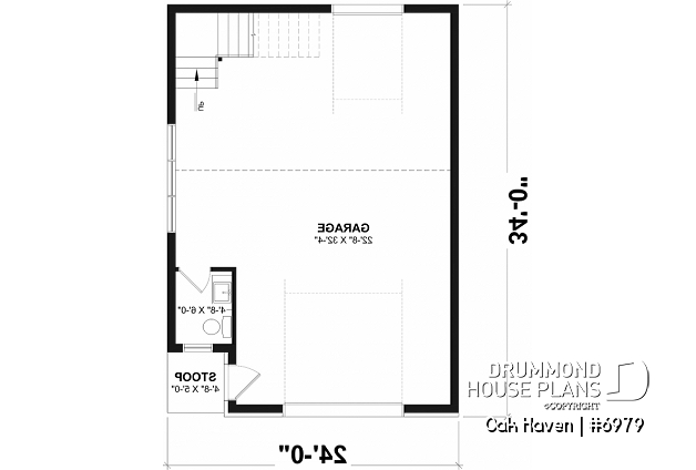 1st level - Modern Farmhouse two-car garage design with bonus loft and half bath.  - Oak Haven