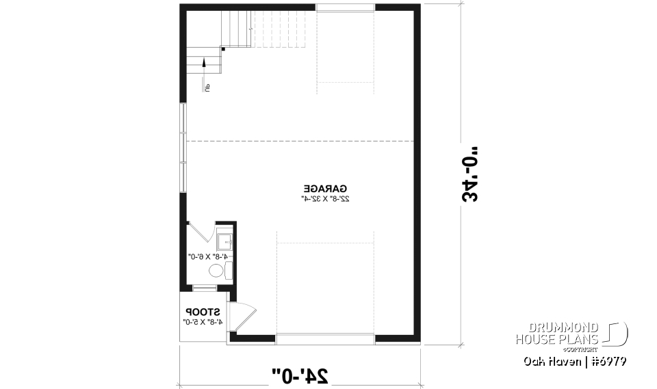 1st level - Modern Farmhouse two-car garage design with bonus loft and half bath.  - Oak Haven