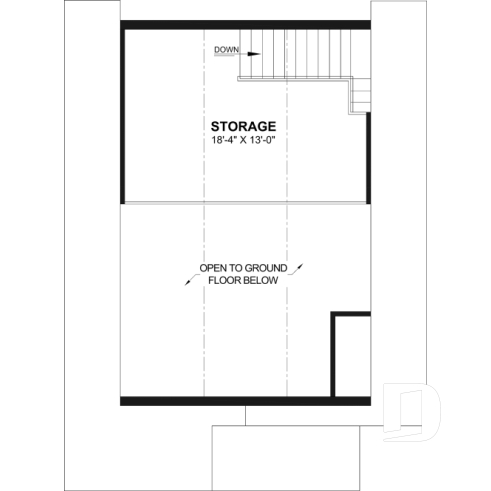 2nd level - Modern Farmhouse two-car garage design with bonus loft and half bath.  - Oak Haven