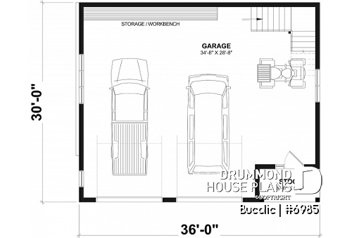 1st level - Spacious Double Garage Plan with Storage on the Main Floor and Upstairs - Bucolic