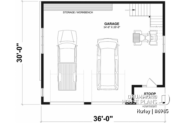 1st level - Spacious Double Garage Plan with Storage on the Main Floor and Upstairs - Bucolic