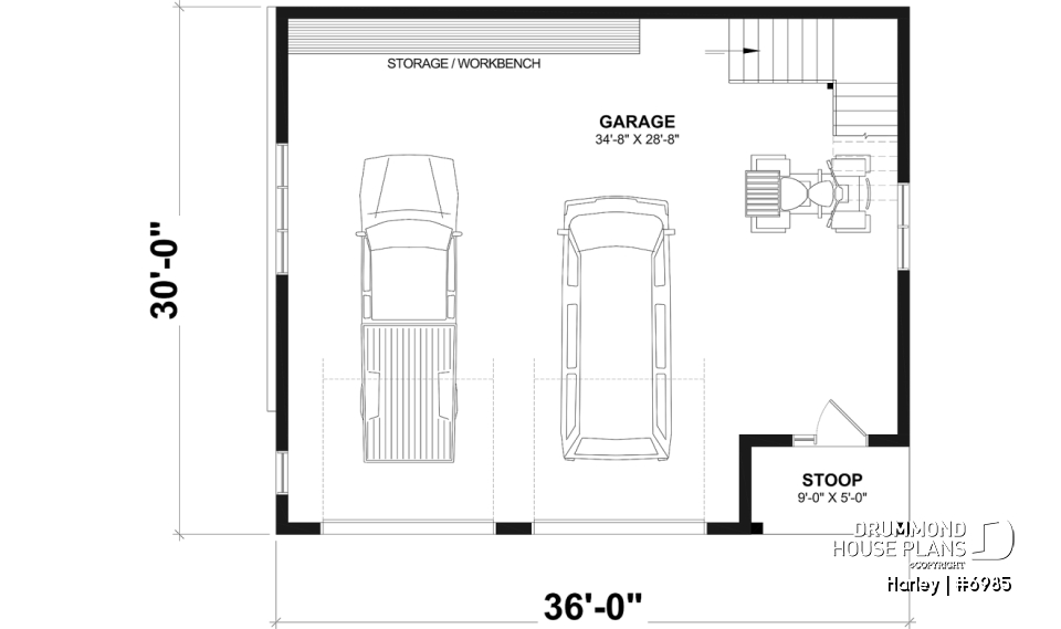 1st level - Spacious Double Garage Plan with Storage on the Main Floor and Upstairs - Harley