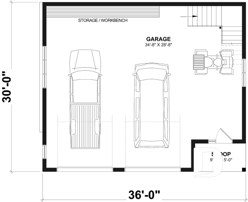 1st level - Spacious Double Garage Plan with Storage on the Main Floor and Upstairs - Harley
