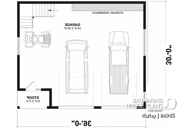 1st level - Spacious Double Garage Plan with Storage on the Main Floor and Upstairs - Harley