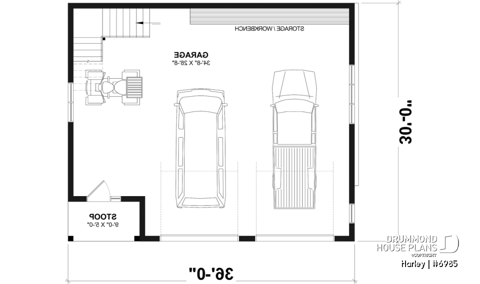 1st level - Spacious Double Garage Plan with Storage on the Main Floor and Upstairs - Harley