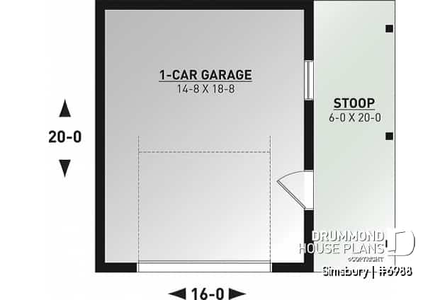 1st level - 1-car garage with lean-to, modern farmhouse style - Simsbury