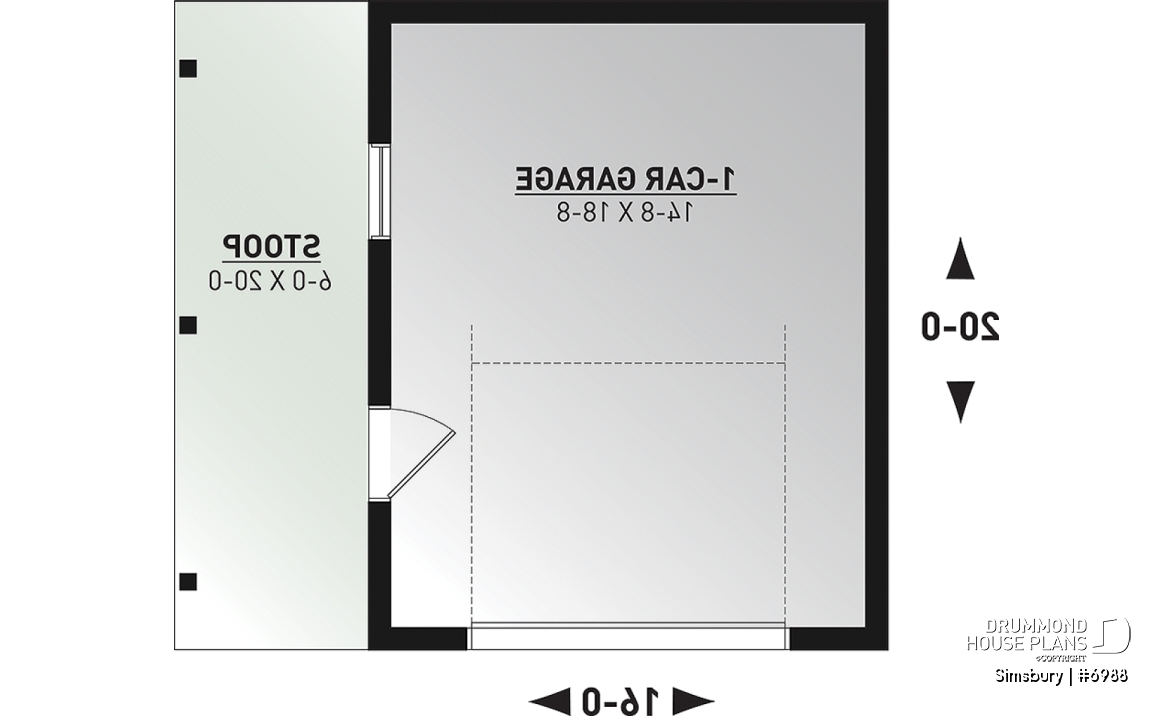 1st level - Modern farmhouse 320 sq.ft. garage plan with lean-to storage and floating slab, functional and versatile - Simsbury