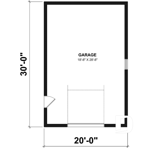 1st level - One-car Garage Blueprint, Country Farmhouse Style - Foresta
