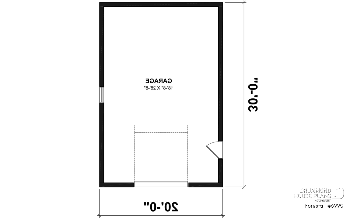 1st level - One-car Garage Blueprint, Country Farmhouse Style - Foresta