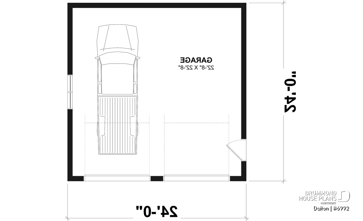 1st level - Double garage plan with 9' ceiling - Dalton