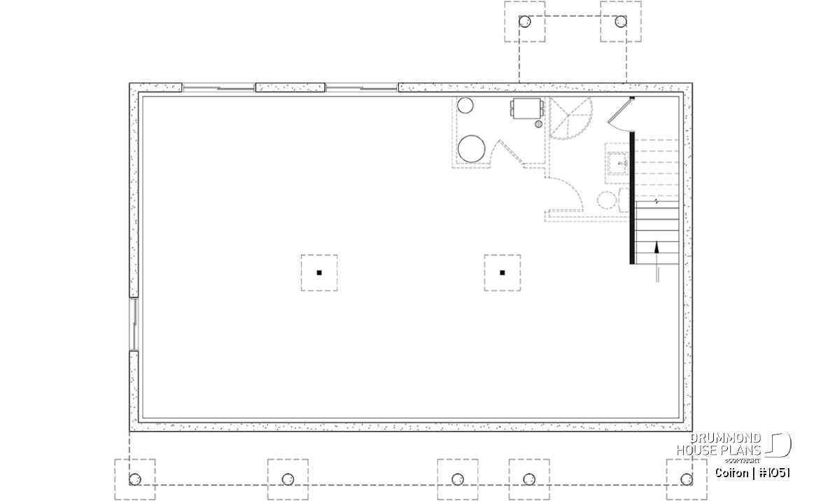 Unfinished basement - Economical 3 bedroom ranch style house plan, ideal for young families and first-home owners - Colton