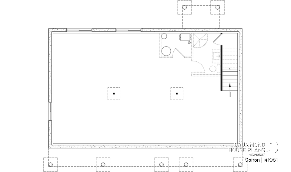 Unfinished basement - Economical 3 bedroom ranch style house plan, ideal for young families and first-home owners - Colton