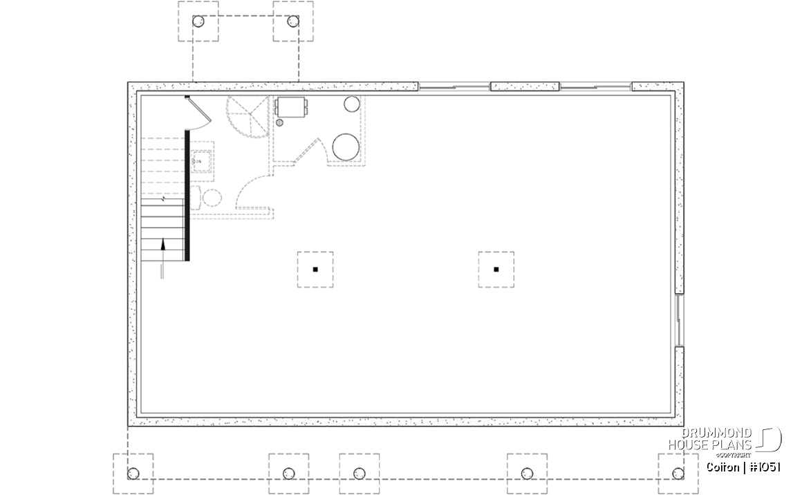 Unfinished basement - Economical 3 bedroom ranch style house plan, ideal for young families and first-home owners - Colton