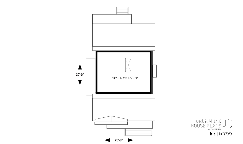 Bonus storage - Comfortable &amp; small 976 sq.ft. tiny house plan, 3 bedrooms, open floor plan, screened porch on rear balcony - Iris