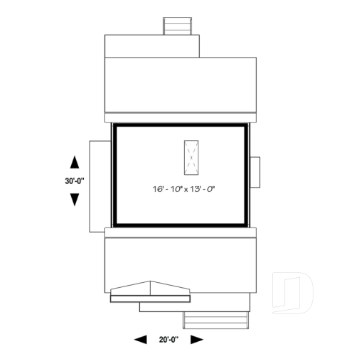 Bonus storage - Comfortable & small 976 sq.ft. tiny house plan, 3 bedrooms, open floor plan, screened porch on rear balcony - Iris