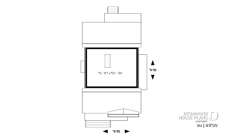 Bonus storage - Comfortable &amp; small 976 sq.ft. tiny house plan, 3 bedrooms, open floor plan, screened porch on rear balcony - Iris