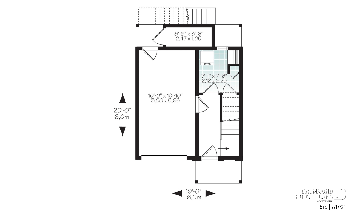 1st level - Contemporary 3 floor house design for narrow lot, affordable urban design, open concept, large covered deck - Elia