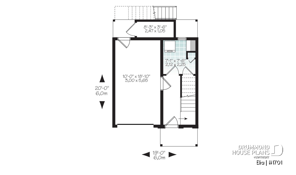 1st level - Contemporary 3 floor house design for narrow lot, affordable urban design, open concept, large covered deck - Elia