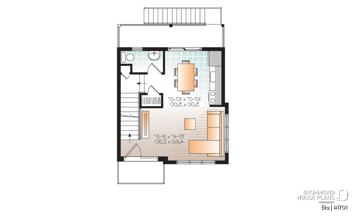 2nd level - Contemporary 3 floor house design for narrow lot, affordable urban design, open concept, large covered deck - Elia