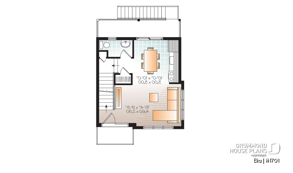 2nd level - Contemporary 3 floor house design for narrow lot, affordable urban design, open concept, large covered deck - Elia