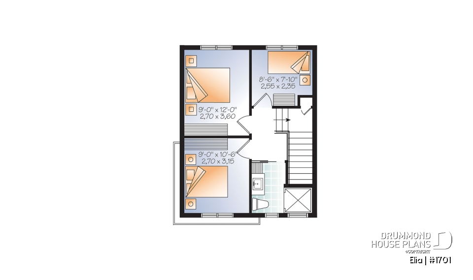 3rd level - Contemporary 3 floor house design for narrow lot, affordable urban design, open concept, large covered deck - Elia