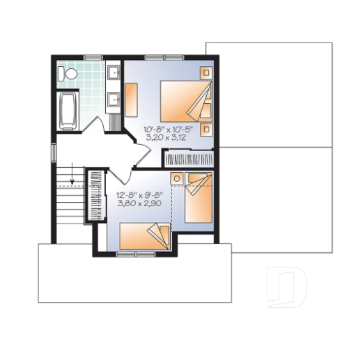 2nd level - 2 bedroom tiny home, Country rustic style, open floor plan concept and lots of storage - Delphine