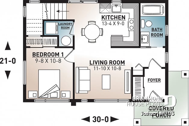1st level - 2-story 2 bedroom small and tiny Modern house with deck on 2nd floor, affordable building costs - Joshua
