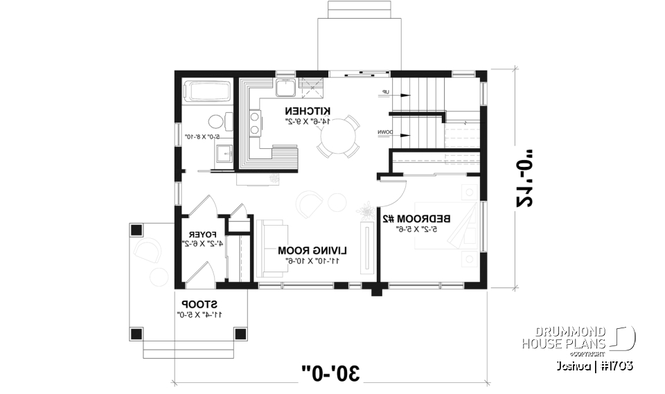 1st level - Basement foundation (Optional $) - Compact Modern Home Plan with Open Floor Plan, Upstairs Suite and Spacious Terrace - Joshua